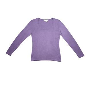 Eric Bompard Cashmere Silk Knit Top Lilac Scoop Neck Long Sleeve S–M
